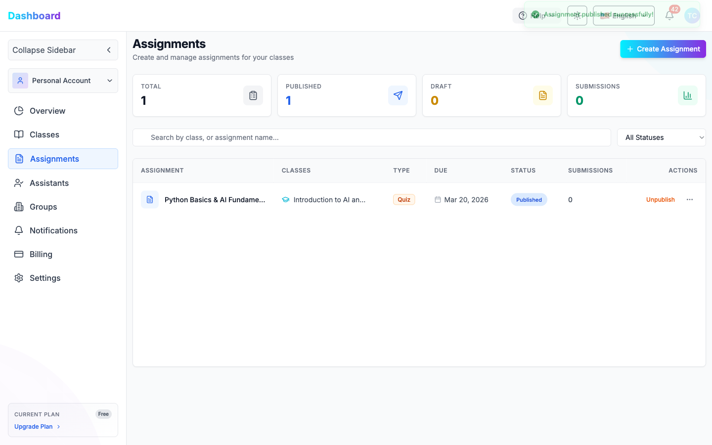 Assignment Published