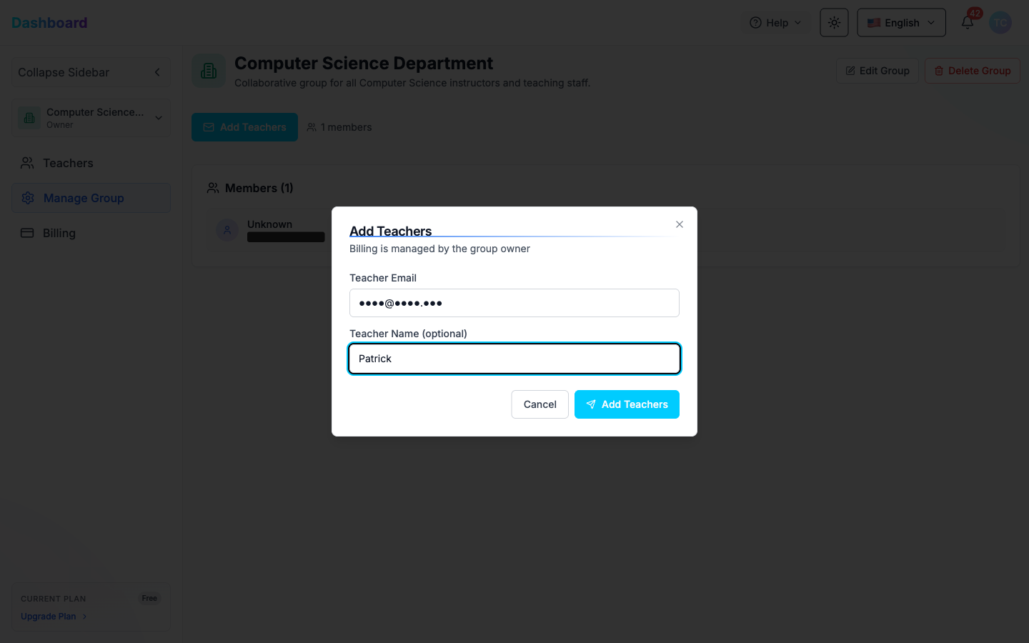 Ajouter un enseignant
