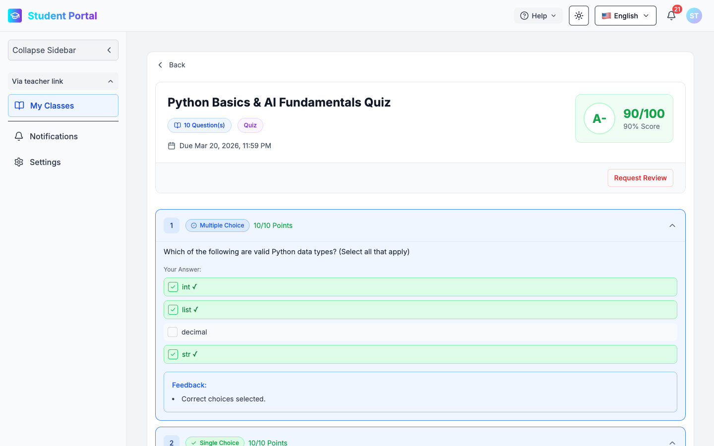 Résultats — Q1 & Score