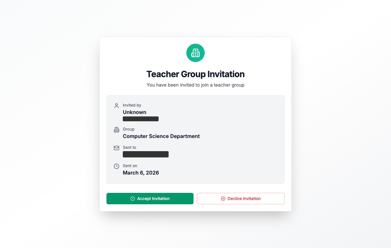 Invitation de groupe enseignant